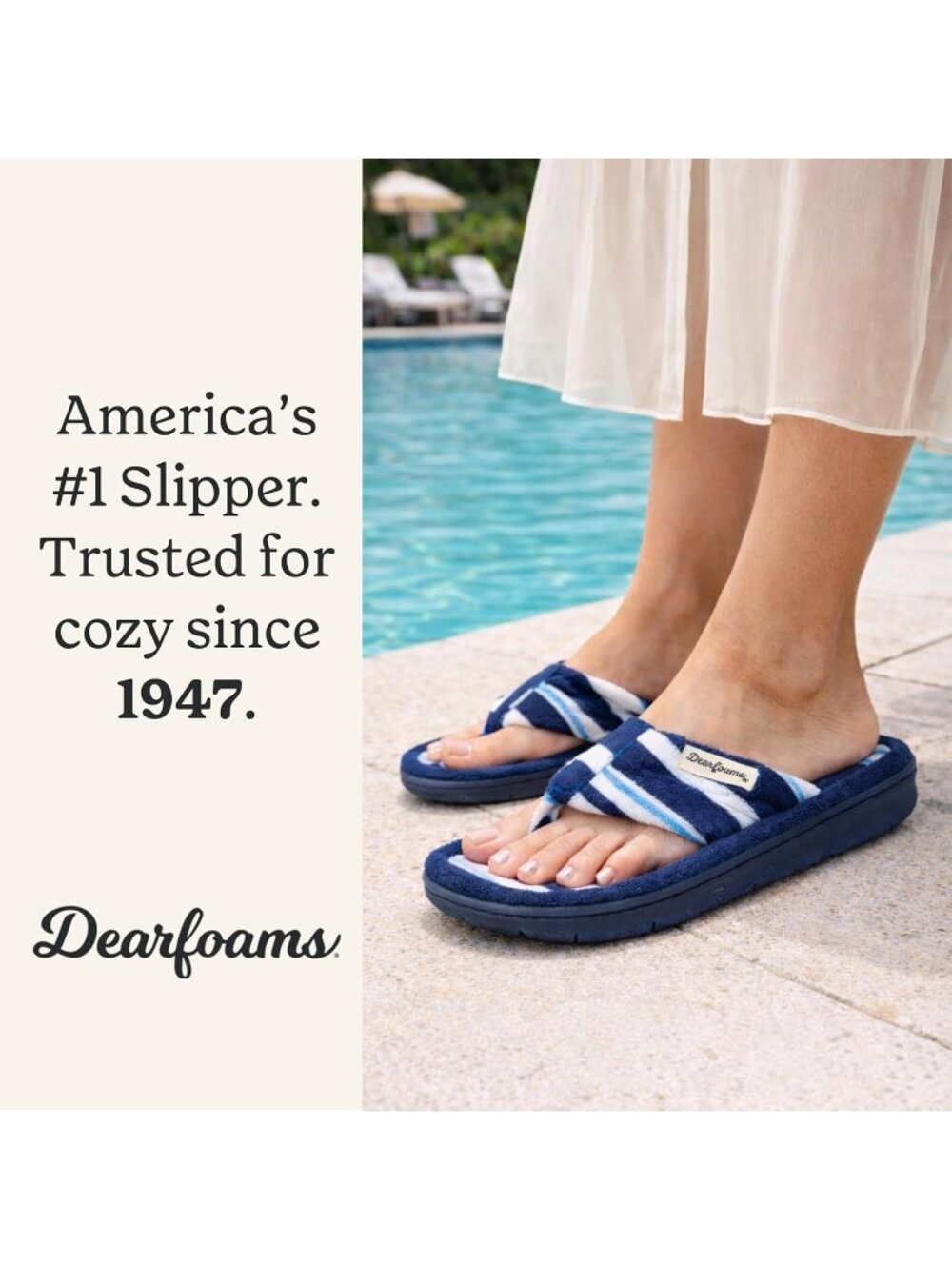 Women's Blue Stripe Melanie Colorblocked Microfiber Terry Thong Slipper Shoes - Picture 2 of 7